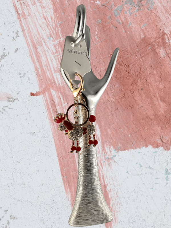 Sleutelhanger Strass Hond met Kroon - Rood
