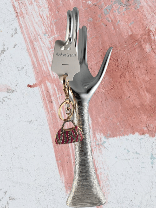 Sleutelhanger Strass Handtas - Roos